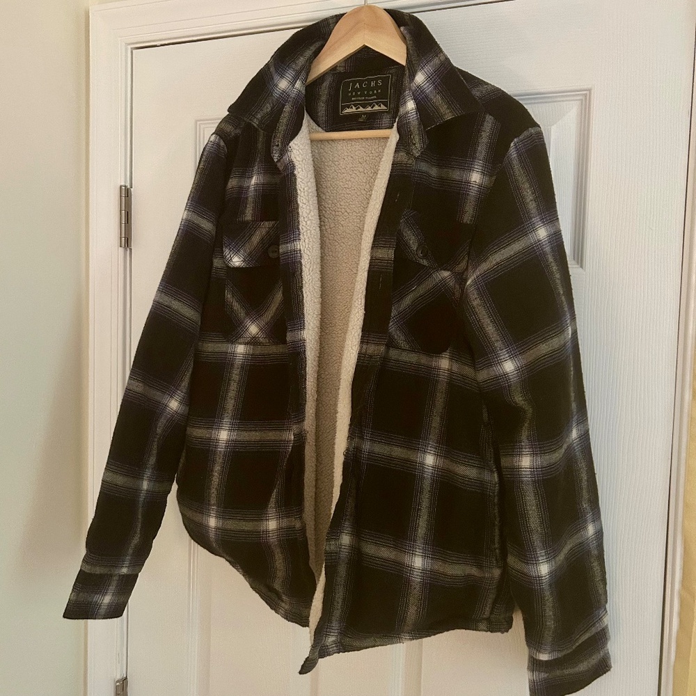 Jachs Plaid Sherpa Lined Recycled Flannel Shirt Jacket Size M